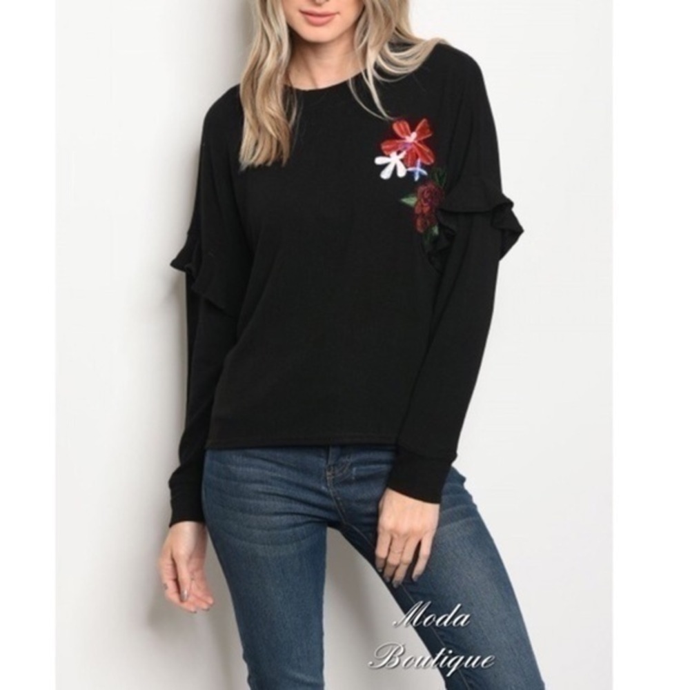 Black floral sweater